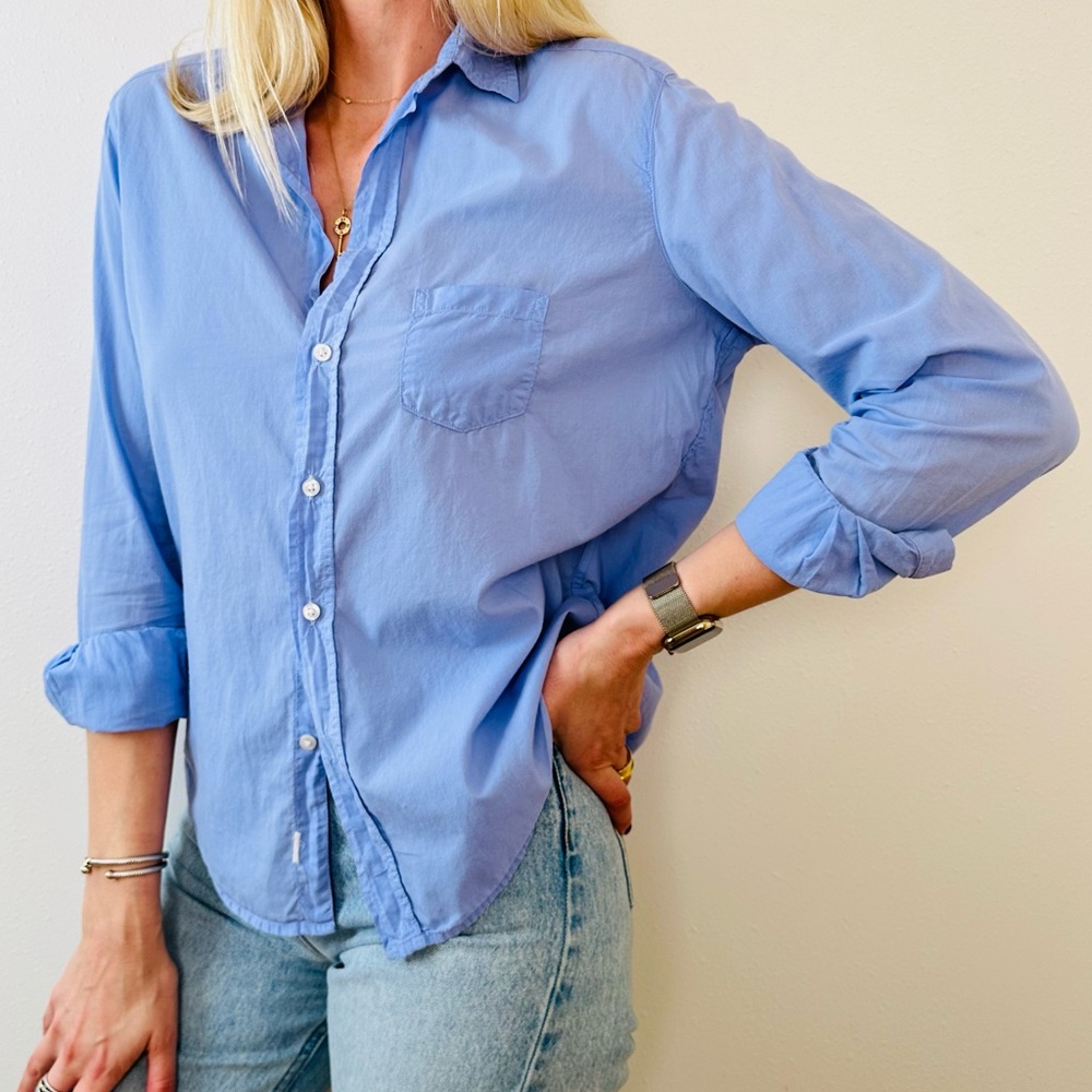 Frank&Eileen button down shirt front pocket long sleeve boho soft lavender color - Picture 5 of 9